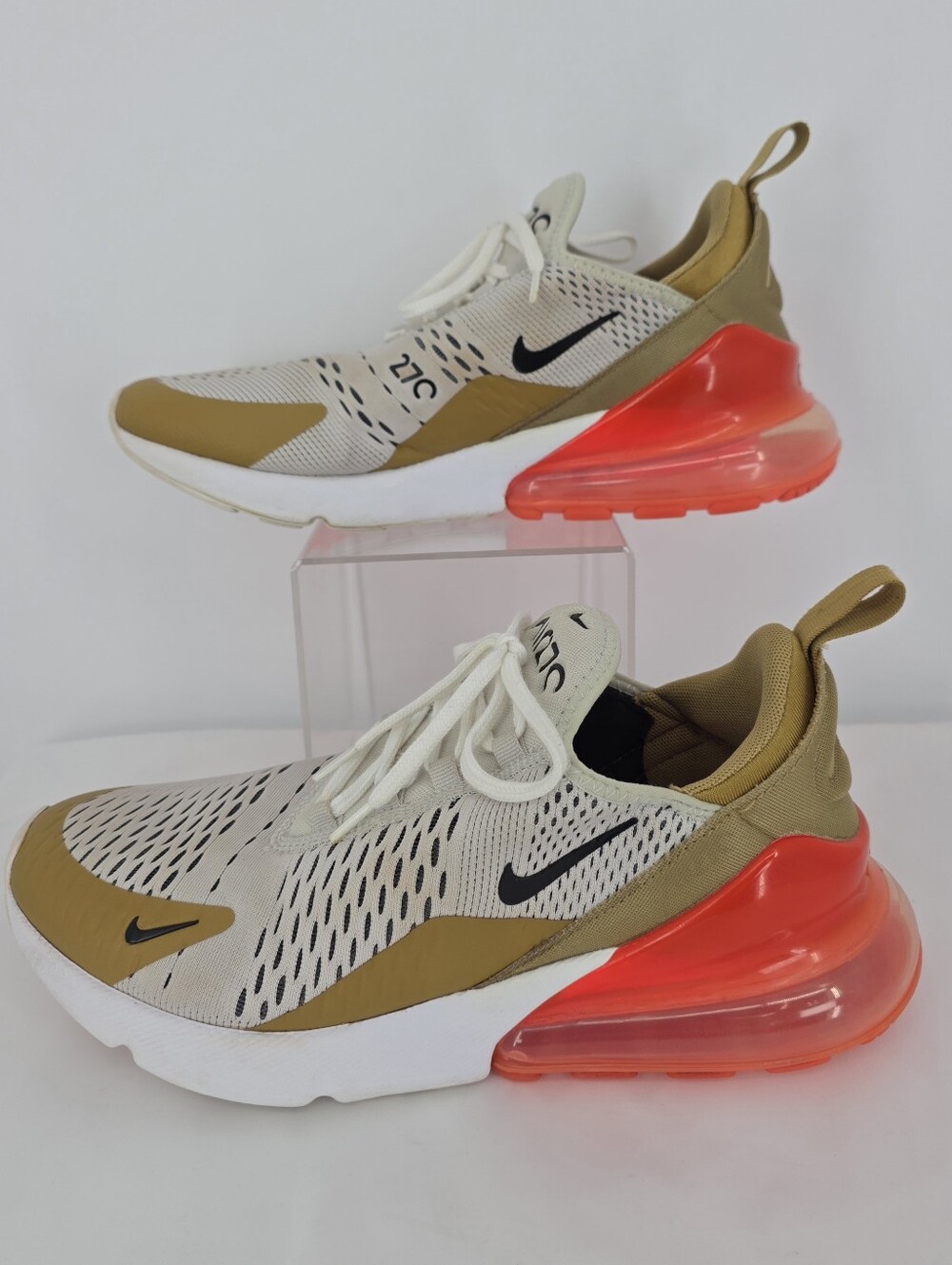 Nike Air Max 270 Flight Gold Womens 10 Hot Punch Sneakers AH6789-700